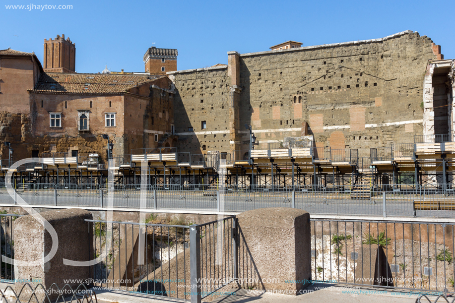 ROME, ITALY - JUNE 23, 2017: Amazing view of Augustus Forum in city of Rome, Italy