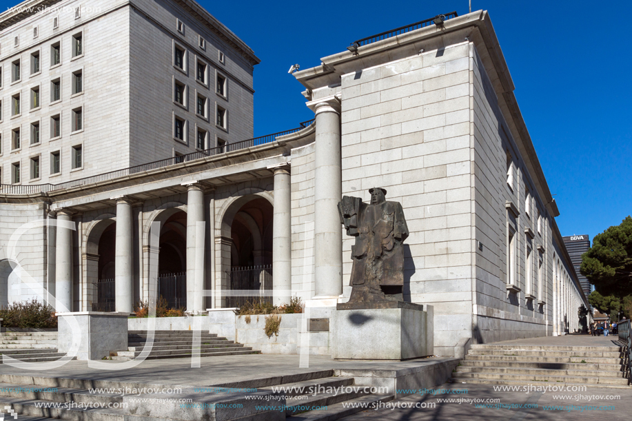 MADRID, SPAIN - JANUARY 21, 2018:  Building of Ministry of Employment and Social Security in City of Madrid, Spain