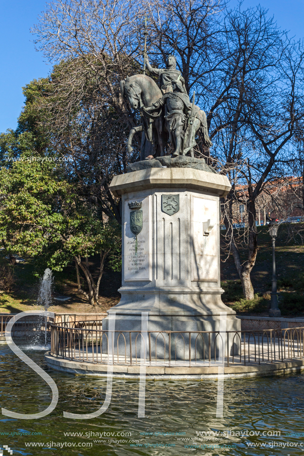 MADRID, SPAIN - JANUARY 21, 2018: Monument to Queen Isabella I the Catholic at Paseo de la Castellana street in City of Madrid, Spain