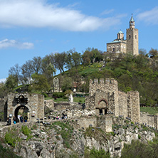 VELIKO TARNOVO, BULGARIA - 9 APRIL 2017: Ruins of The capital city of the Second Bulgarian Empire medieval stronghold Tsarevets, Veliko Tarnovo, Bulgaria