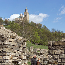 VELIKO TARNOVO, BULGARIA - 9 APRIL 2017: Ruins of The capital city of the Second Bulgarian Empire medieval stronghold Tsarevets, Veliko Tarnovo, Bulgaria