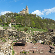 VELIKO TARNOVO, BULGARIA - 9 APRIL 2017: Ruins of The capital city of the Second Bulgarian Empire medieval stronghold Tsarevets, Veliko Tarnovo, Bulgaria