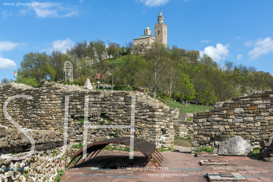VELIKO TARNOVO, BULGARIA - 9 APRIL 2017: Ruins of The capital city of the Second Bulgarian Empire medieval stronghold Tsarevets, Veliko Tarnovo, Bulgaria
