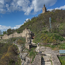 VELIKO TARNOVO, BULGARIA - 9 APRIL 2017: Ruins of The capital city of the Second Bulgarian Empire medieval stronghold Tsarevets, Veliko Tarnovo, Bulgaria