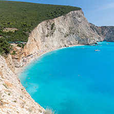 Amazing seascape of blue waters of Porto Katsiki Beach, Lefkada, Ionian Islands, Greece