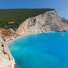 Amazing seascape of blue waters of Porto Katsiki Beach, Lefkada, Ionian Islands, Greece