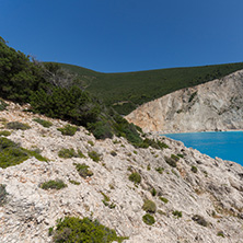Amazing seascape of blue waters of Porto Katsiki Beach, Lefkada, Ionian Islands, Greece