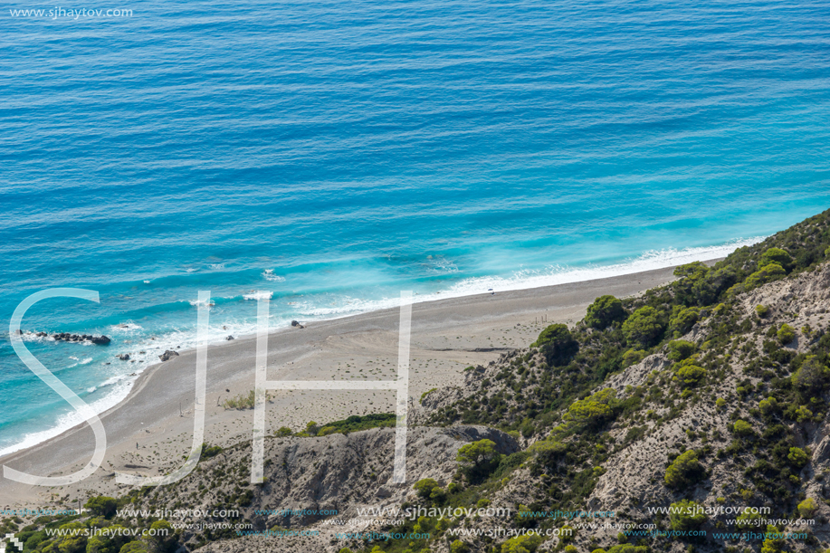Seascape of Blue Waters of Gialos Beach, Lefkada, Ionian Islands, Greece