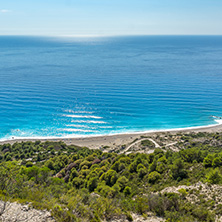 Seascape of Blue Waters of Gialos Beach, Lefkada, Ionian Islands, Greece