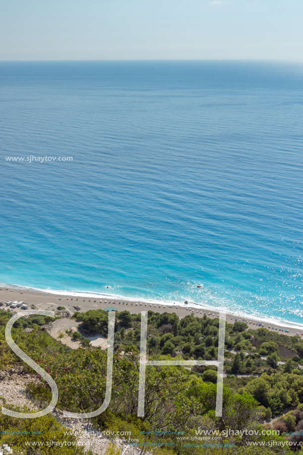 Seascape of Blue Waters of Gialos Beach, Lefkada, Ionian Islands, Greece