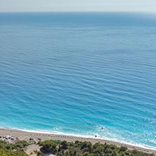 Seascape of Blue Waters of Gialos Beach, Lefkada, Ionian Islands, Greece