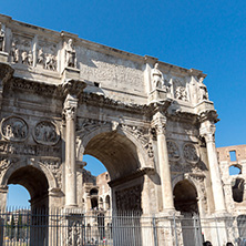 ROME, ITALY - JUNE 23, 2017: Amazing view of Arch of Constantine near Colosseum in city of Rome, Italy