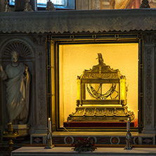 ROME, ITALY - JUNE 23, 2017:  Reliquary containing the chains of St.  Peter in church of Saint Peter in Chains (San Pietro in Vincoli ) in Rome, Italy