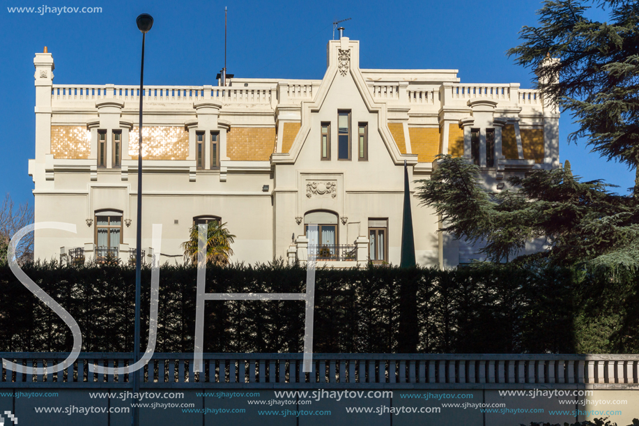 MADRID, SPAIN - JANUARY 21, 2018: Typical Building in City of Madrid, Spain