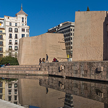 MADRID, SPAIN - JANUARY 21, 2018: Monument to Jorge Juan and Santacilia at Plaza de Colon in City of Madrid, Spain