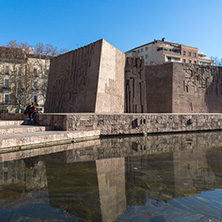 MADRID, SPAIN - JANUARY 21, 2018: Monument to Jorge Juan and Santacilia at Plaza de Colon in City of Madrid, Spain