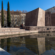 MADRID, SPAIN - JANUARY 21, 2018: Monument to Jorge Juan and Santacilia at Plaza de Colon in City of Madrid, Spain