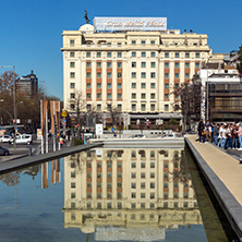 MADRID, SPAIN - JANUARY 21, 2018: Panoramic view of Plaza de Colon in City of Madrid, Spain