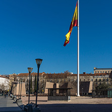 MADRID, SPAIN - JANUARY 21, 2018: Panoramic view of Plaza de Colon in City of Madrid, Spain