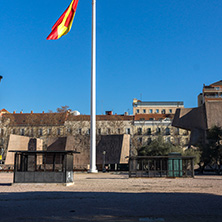 MADRID, SPAIN - JANUARY 21, 2018: Panoramic view of Plaza de Colon in City of Madrid, Spain