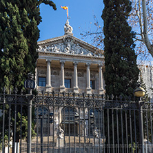 MADRID, SPAIN - JANUARY 21, 2018: National Archaeological Museum and National Library in City of Madrid, Spain