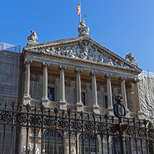 MADRID, SPAIN - JANUARY 21, 2018: National Archaeological Museum and National Library in City of Madrid, Spain