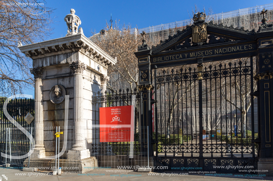 MADRID, SPAIN - JANUARY 21, 2018: National Archaeological Museum and National Library in City of Madrid, Spain