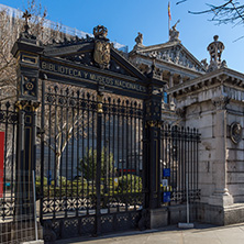 MADRID, SPAIN - JANUARY 21, 2018: National Archaeological Museum and National Library in City of Madrid, Spain