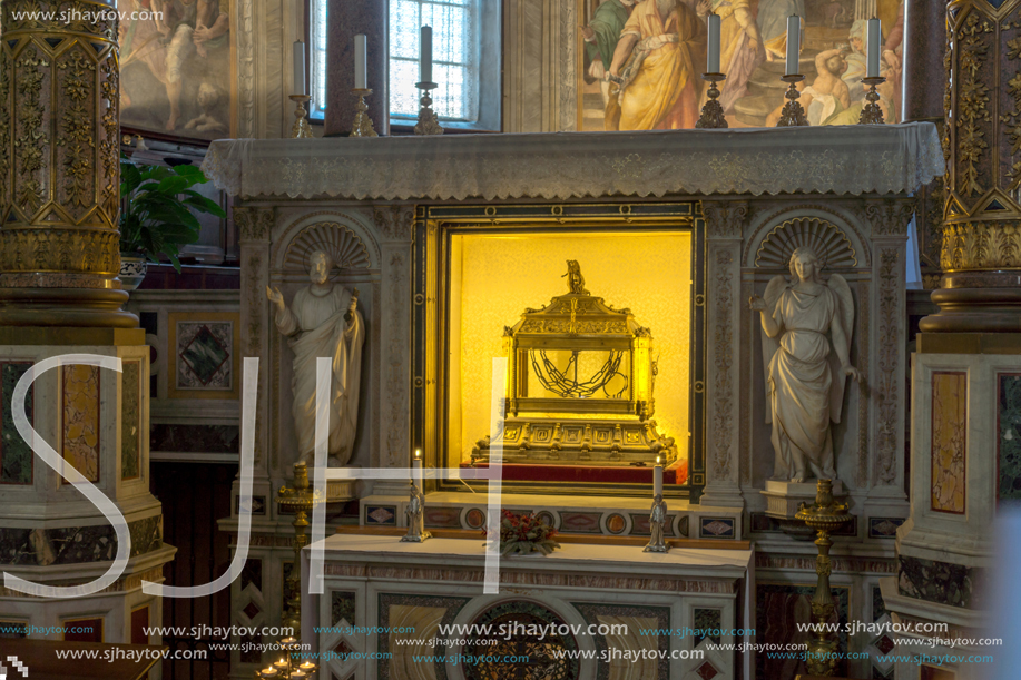 ROME, ITALY - JUNE 23, 2017:  Reliquary containing the chains of St.  Peter in church of Saint Peter in Chains (San Pietro in Vincoli ) in Rome, Italy