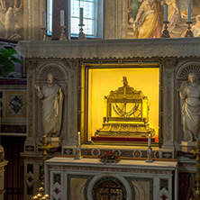 ROME, ITALY - JUNE 23, 2017:  Reliquary containing the chains of St.  Peter in church of Saint Peter in Chains (San Pietro in Vincoli ) in Rome, Italy