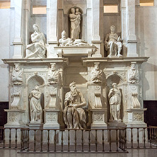 ROME, ITALY - JUNE 23, 2017:  Michelangelo"s Moses, Statue in the basilica of Saint Peter in Chains (San Pietro in Vincoli ) in Rome, Italy