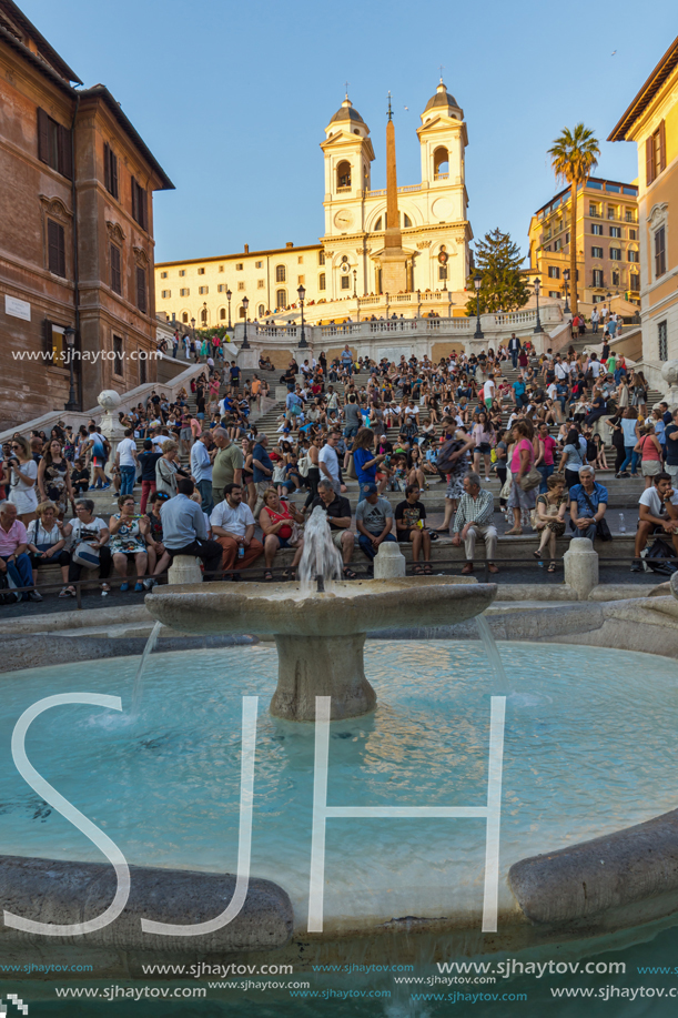 ROME, ITALY - JUNE 23, 2017: Amazing Sunset view of Spanish Steps and Piazza di Spagna in city of Rome, Italy