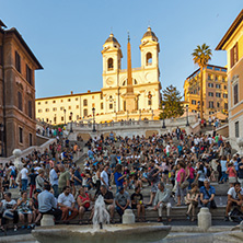 ROME, ITALY - JUNE 23, 2017: Amazing Sunset view of Spanish Steps and Piazza di Spagna in city of Rome, Italy