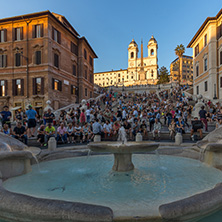 ROME, ITALY - JUNE 23, 2017: Amazing Sunset view of Spanish Steps and Piazza di Spagna in city of Rome, Italy