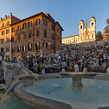 ROME, ITALY - JUNE 23, 2017: Amazing Sunset view of Spanish Steps and Piazza di Spagna in city of Rome, Italy