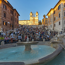 ROME, ITALY - JUNE 23, 2017: Amazing Sunset view of Spanish Steps and Piazza di Spagna in city of Rome, Italy