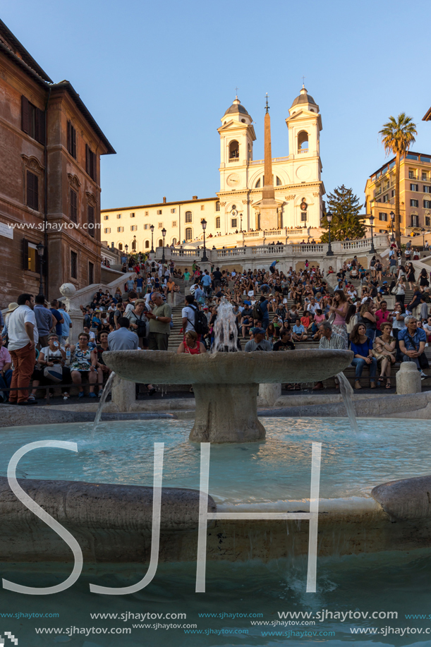 ROME, ITALY - JUNE 23, 2017: Amazing Sunset view of Spanish Steps and Piazza di Spagna in city of Rome, Italy