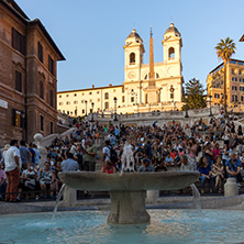 ROME, ITALY - JUNE 23, 2017: Amazing Sunset view of Spanish Steps and Piazza di Spagna in city of Rome, Italy