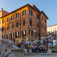 ROME, ITALY - JUNE 23, 2017: Amazing Sunset view of Spanish Steps and Piazza di Spagna in city of Rome, Italy