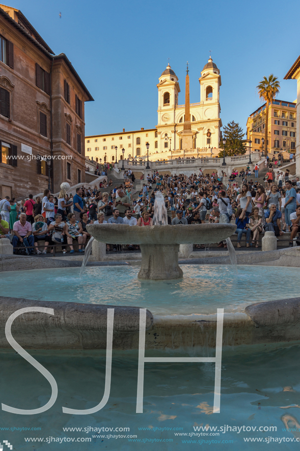 ROME, ITALY - JUNE 23, 2017: Amazing Sunset view of Spanish Steps and Piazza di Spagna in city of Rome, Italy