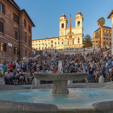 ROME, ITALY - JUNE 23, 2017: Amazing Sunset view of Spanish Steps and Piazza di Spagna in city of Rome, Italy
