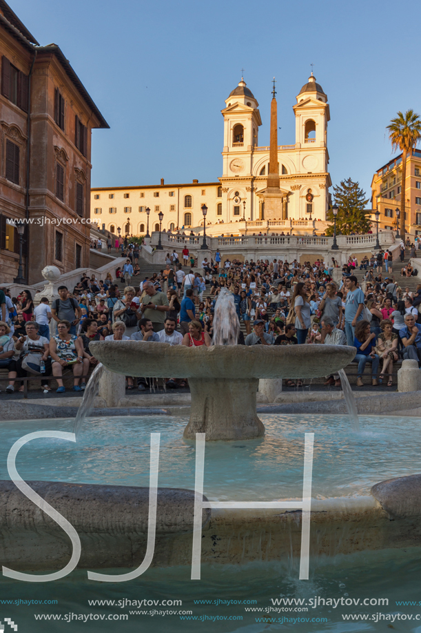 ROME, ITALY - JUNE 23, 2017: Amazing Sunset view of Spanish Steps and Piazza di Spagna in city of Rome, Italy