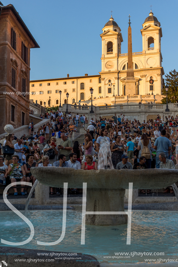 ROME, ITALY - JUNE 23, 2017: Amazing Sunset view of Spanish Steps and Piazza di Spagna in city of Rome, Italy