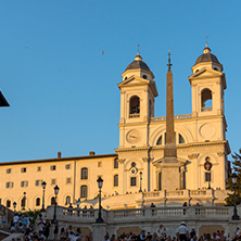 ROME, ITALY - JUNE 23, 2017: Amazing Sunset view of Spanish Steps and Piazza di Spagna in city of Rome, Italy