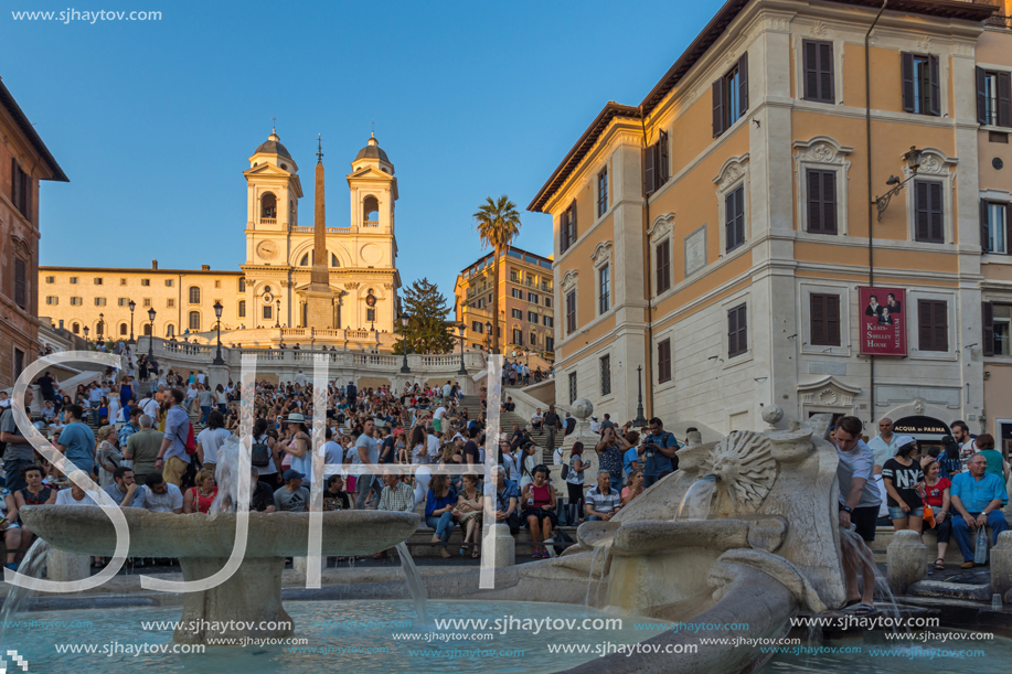 ROME, ITALY - JUNE 23, 2017: Amazing Sunset view of Spanish Steps and Piazza di Spagna in city of Rome, Italy