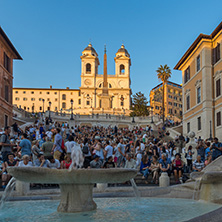 ROME, ITALY - JUNE 23, 2017: Amazing Sunset view of Spanish Steps and Piazza di Spagna in city of Rome, Italy