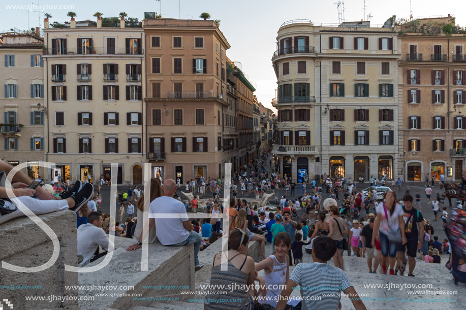 ROME, ITALY - JUNE 23, 2017: Amazing Sunset view of Spanish Steps and Piazza di Spagna in city of Rome, Italy