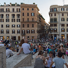 ROME, ITALY - JUNE 23, 2017: Amazing Sunset view of Spanish Steps and Piazza di Spagna in city of Rome, Italy