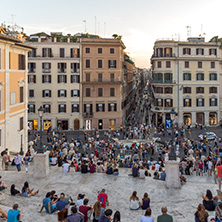 ROME, ITALY - JUNE 23, 2017: Amazing Sunset view of Spanish Steps and Piazza di Spagna in city of Rome, Italy