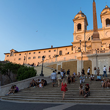 ROME, ITALY - JUNE 23, 2017: Amazing Sunset view of Spanish Steps and Piazza di Spagna in city of Rome, Italy